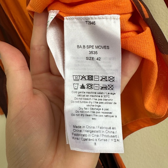 Ganni Orange Printed Mesh Wrap Top - Picture 9 of 13